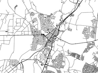 Vector road map of the city of Randfontein in South Africa with black roads on a white background.