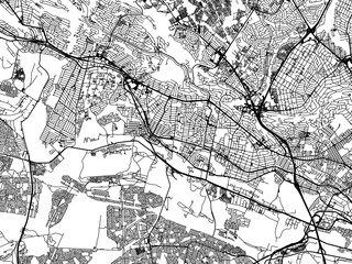 Vector road map of the city of Roodepoort in South Africa with black roads on a white background.