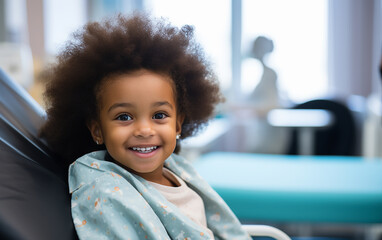 Cute black-skinned girl being patient in hospital