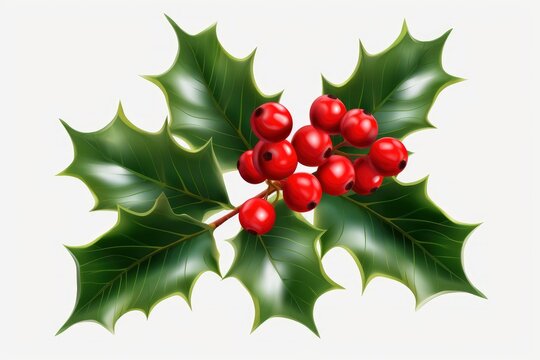 Holly with Vibrant Red Berries and Lush Green Leaves
