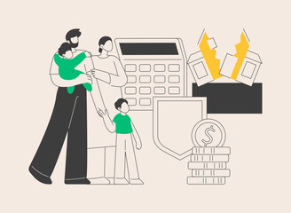 Anti-crisis family budget abstract concept vector illustration.