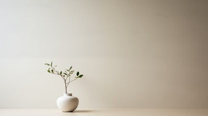 Plant in vase in front of wall