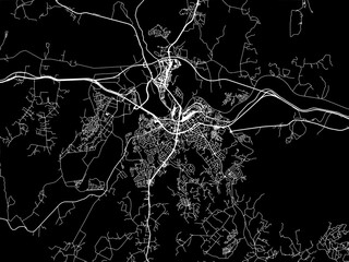 Vector road map of the city of Nelspruit in South Africa with white roads on a black background.