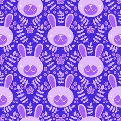 Easter animals seamless bunnies pattern for wrapping paper and fabrics and kids clothes print and festive packaging