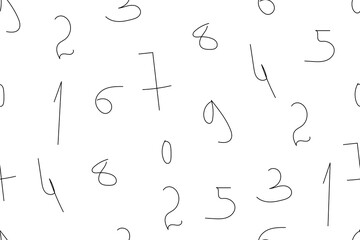 Writing numbers. Black outlines. Studying math.  Count. Learning. Business. Simple seamless vector pattern.
