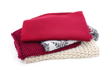 Pile of warm scarves.