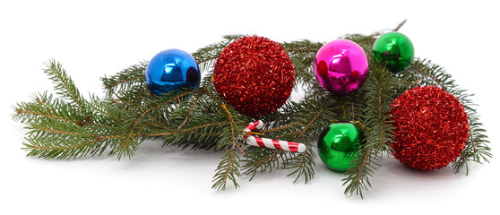 Christmas tree and balls.