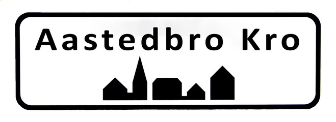 City sign of Aastedbro Kro - Aastedbro Kro Byskilt