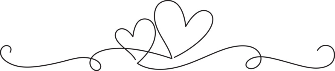  Heart lines. Continuous heart line drawing fancy minimalist illustration. Symbol of love one line abstract minimalist outline drawing © The Little Foot