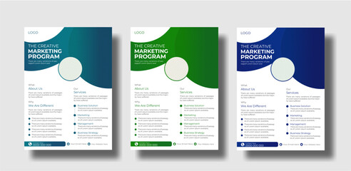 a bundle of 4 templates of different colors a4 flyer template, modern business flyer template, abstract business flyer and creative design, IT company