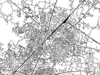 Vector road map of the city of Barasat in the Republic of India with black roads on a white background.