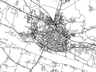 Vector road map of the city of Barddhaman in the Republic of India with black roads on a white background.