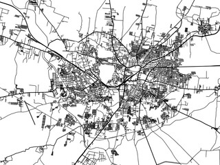 Vector road map of the city of Bellary in the Republic of India with black roads on a white background.