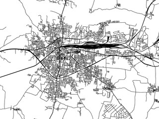 Vector road map of the city of Bhusaval in the Republic of India with black roads on a white background.