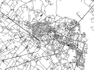 Obraz premium Vector road map of the city of Farrukhabad in the Republic of India with black roads on a white background.