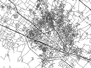 Vector road map of the city of Firozabad in the Republic of India with black roads on a white background.