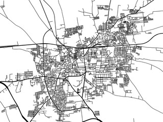 Fototapeta na wymiar Vector road map of the city of Gadag in the Republic of India with black roads on a white background.