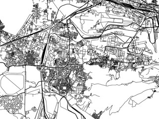 Vector road map of the city of Gajuwaka in the Republic of India with black roads on a white background.