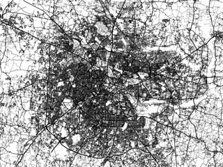 Obraz premium Vector road map of the city of Bengaluru in the Republic of India with black roads on a white background.