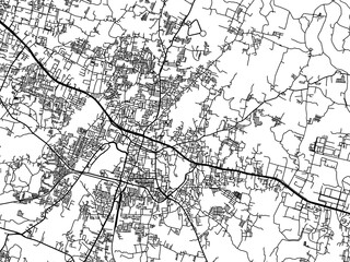 Vector road map of the city of Hosur in the Republic of India with black roads on a white background.