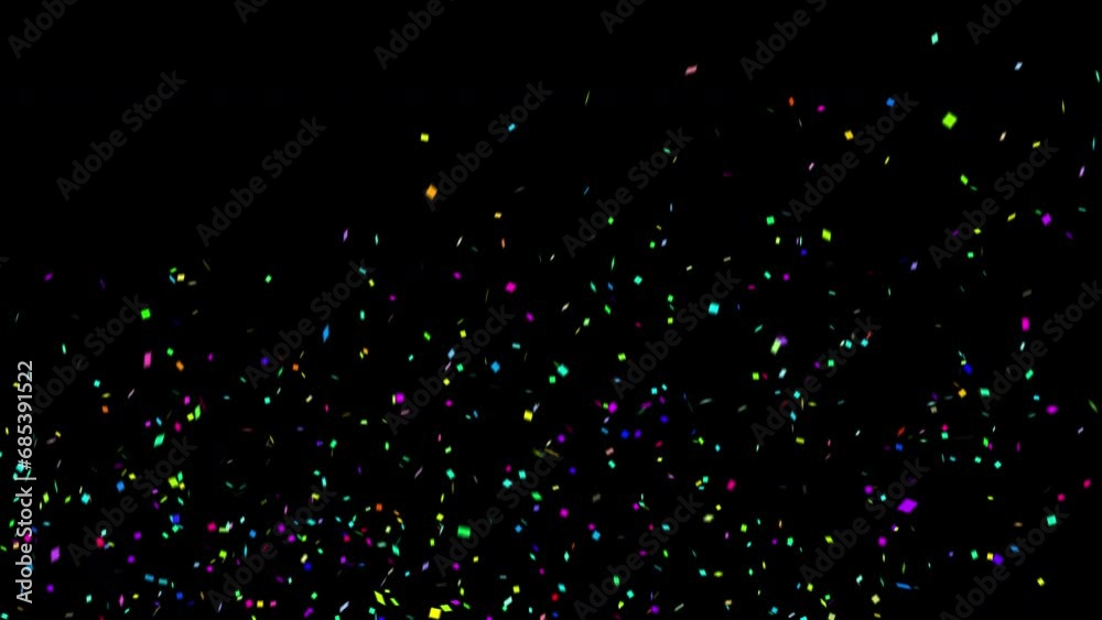 Wall mural confetti explosion. colorful falling festive particles, stripes. transparency is embedded in video. 
