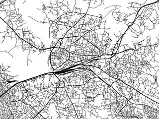 Vector road map of the city of Kalyan in the Republic of India with black roads on a white background.
