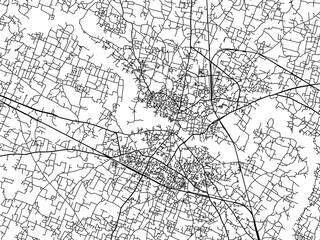 Vector road map of the city of Jaunpur in the Republic of India with black roads on a white background.