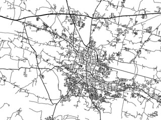 Obraz premium Vector road map of the city of Kanchipuram in the Republic of India with black roads on a white background.