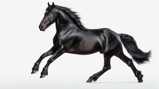 AI Generative Black horse prancing against the light pictures