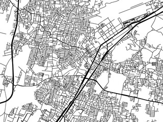 Obraz premium Vector road map of the city of Pallavaram in the Republic of India with black roads on a white background.
