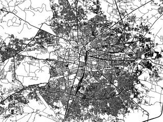Obraz premium Vector road map of the city of Nagpur in the Republic of India with black roads on a white background.
