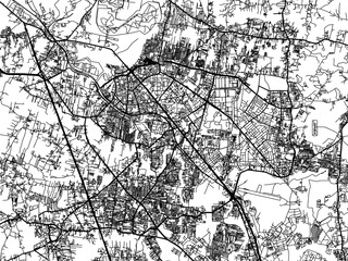 Obraz premium Vector road map of the city of Pimpri in the Republic of India with black roads on a white background.