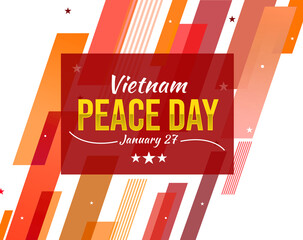 Vietnam Peace Day wallpaper with colorful shapes and typography. January 27 is obsereved as peace day in Vietnam