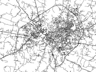 Vector road map of the city of Rewa in the Republic of India with black roads on a white background.