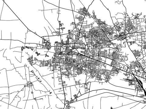 Vector road map of the city of Sangli in the Republic of India with black roads on a white background.