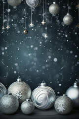 christmas background with balls and snowflakes