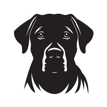 Brown Labrador Retriever Head in cartoon, doodle style. Isolated 2d vector illustration in logo, icon style, Eps 10, black and white. AI Generative