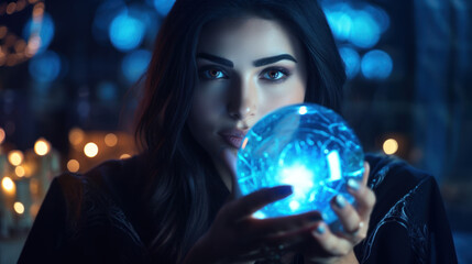 Young fortune teller with her magic ball