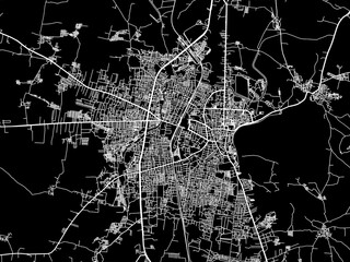 Vector road map of the city of Anantapur in the Republic of India with white roads on a black background.