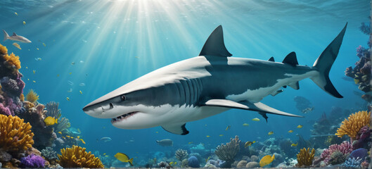Obraz premium shark swims in the ocean
