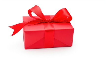 red gift box with bow on white background
