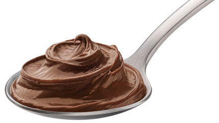 Hazelnut cream in spoon isolated