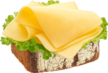 Gouda slices on rye bread isolated