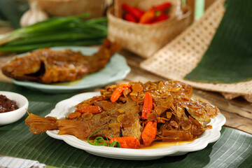 Sundanese Traditional Menu from West Java Indonesia, Made from Fried Tilapia Fish with Chilli.