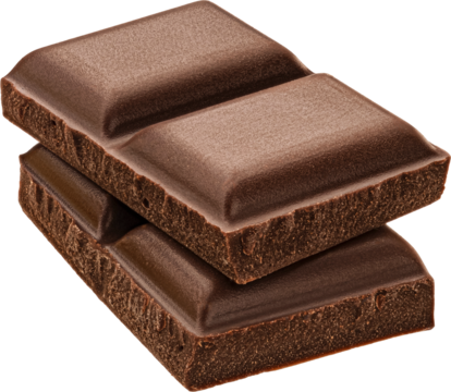 Pieces of chocolate bar isolated, full depth of field