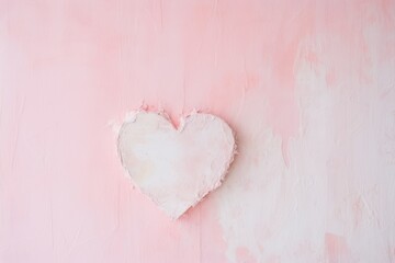 Fototapeta premium background wall painted pink, plaster heart shape