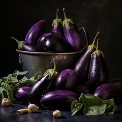 Eggplant Brinjal Aubergine vegetables AI Generated image