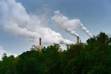 Steam emanates from a natural gas fired power plant along the Cape Fear River near Wilmington, North Carolina