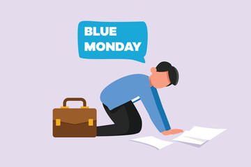 Blue Monday concept. Colored flat vector illustration isolated.