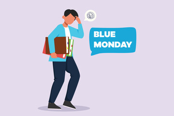 Blue Monday concept. Colored flat vector illustration isolated.